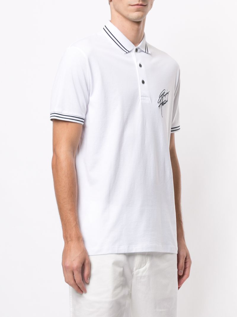 Shop Emporio Armani Embroidered Logo Polo Shirt In White