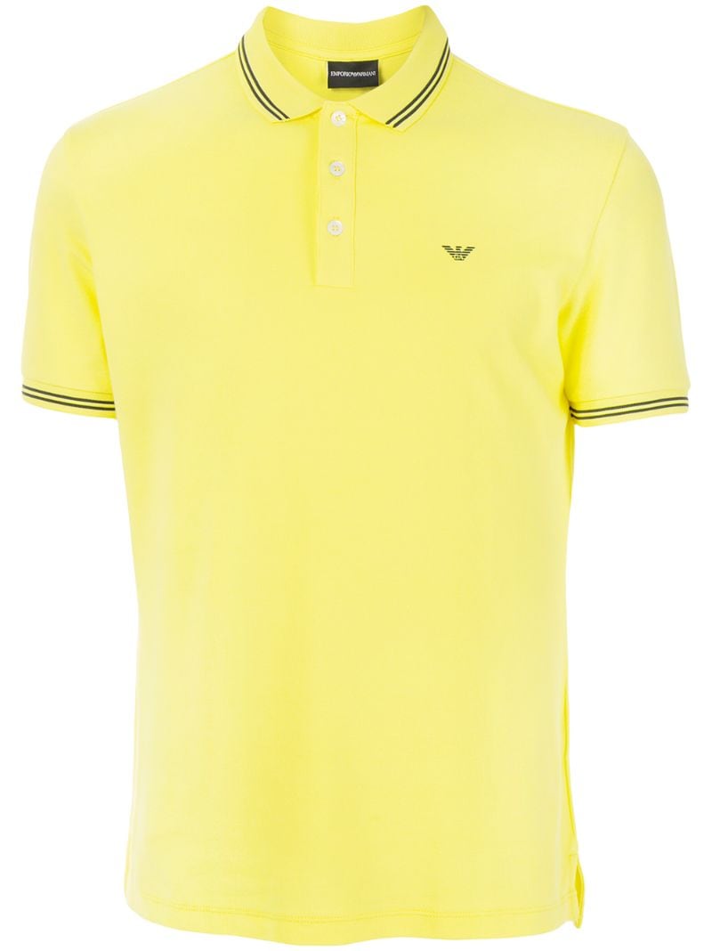 Emporio Armani Embroidered Logo Polo Shirt In Yellow