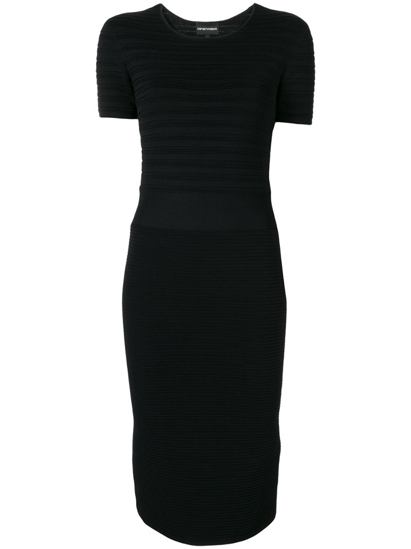 EMPORIO ARMANI RIBBED KNIT FITTED DRESS