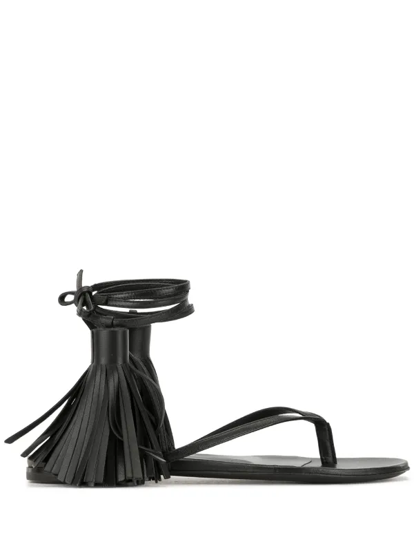white tassel sandals