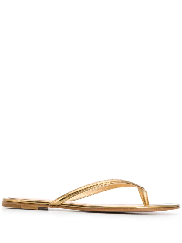 metallic flip flops