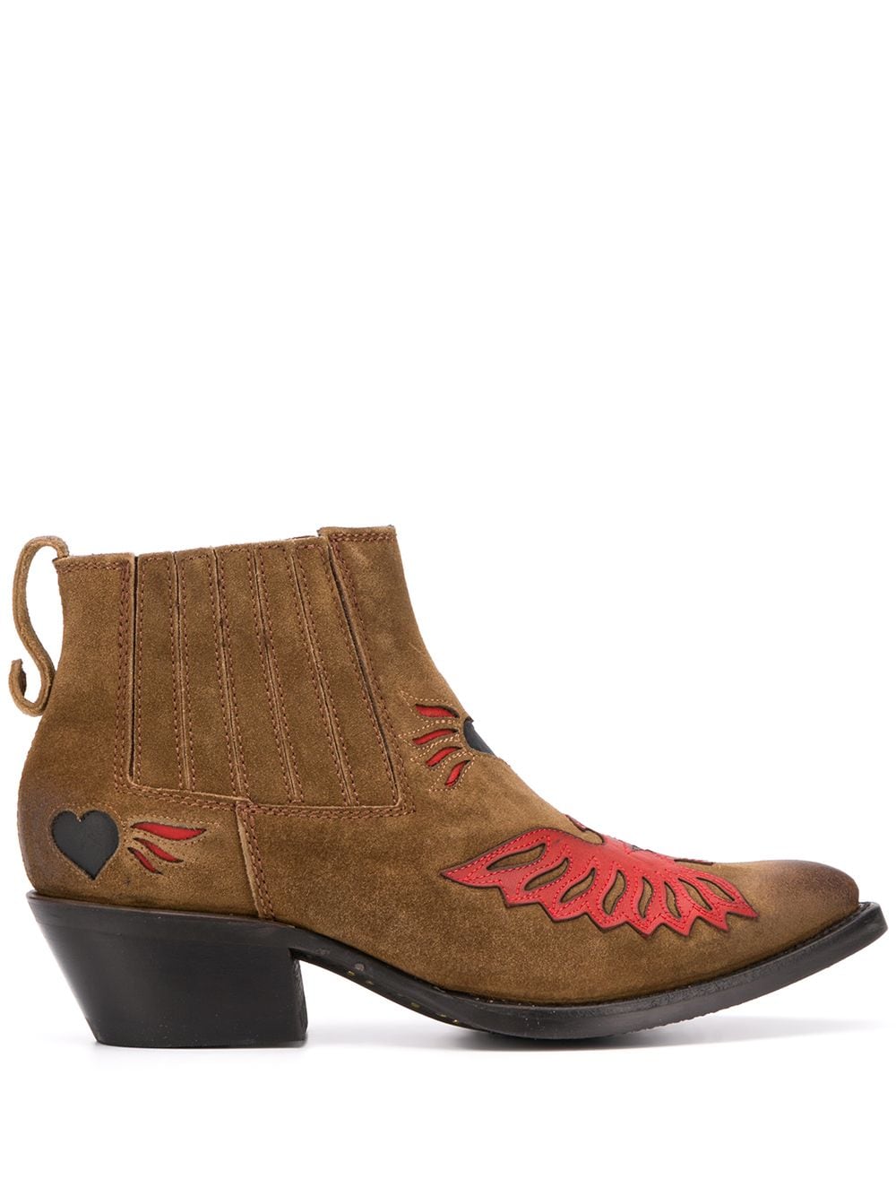 Ash Paco Appliqué Ankle Boots In Brown