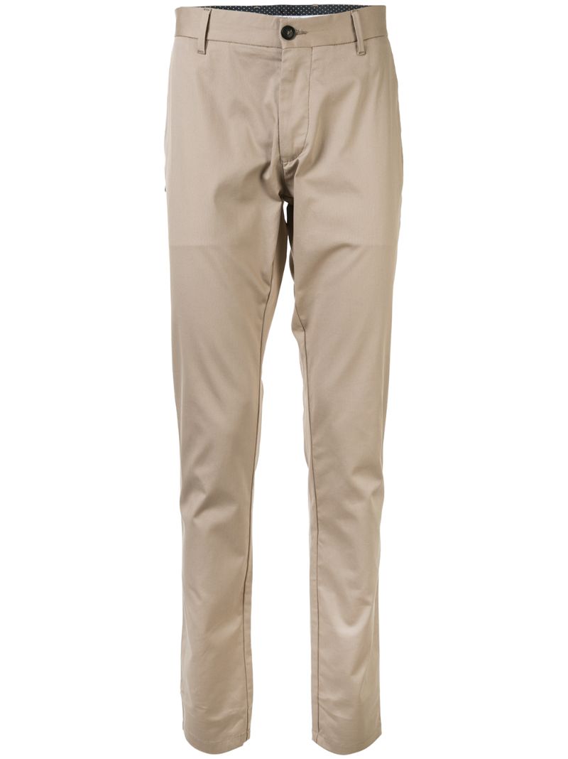 Shop Emporio Armani Plain Straight Tailored Trousers In Brown