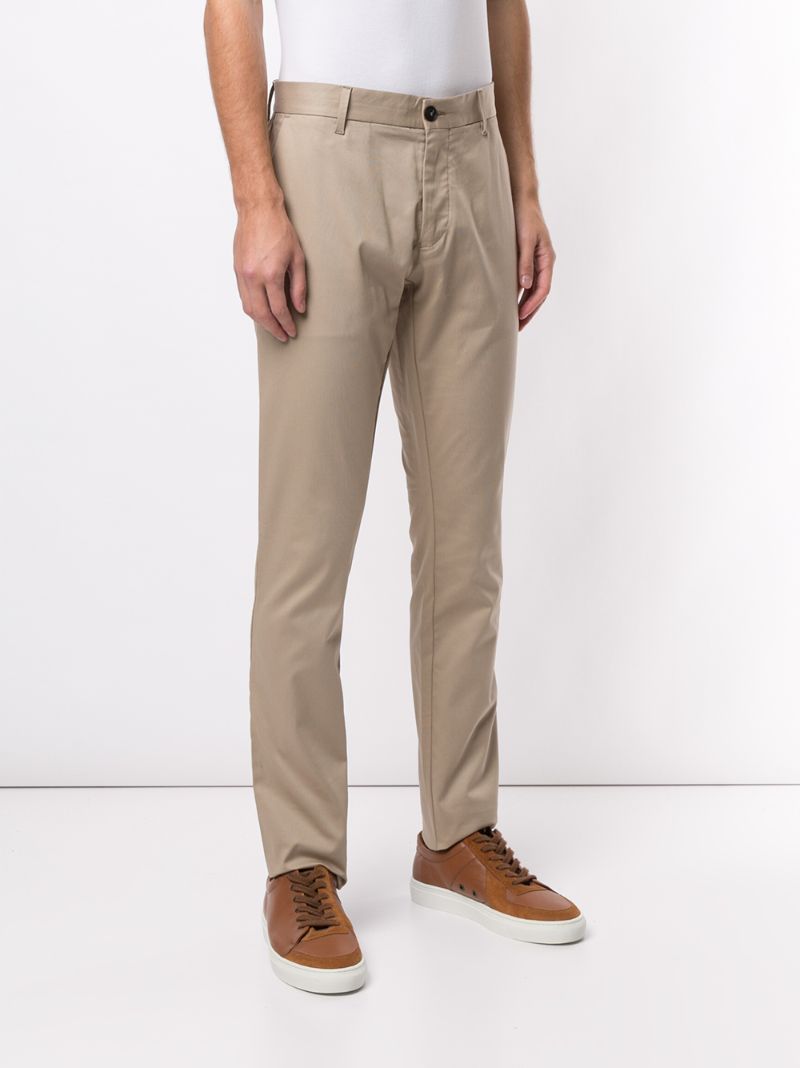 Shop Emporio Armani Plain Straight Tailored Trousers In Brown