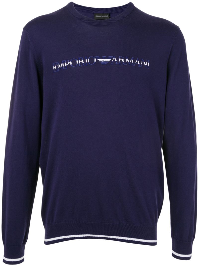 Emporio Armani Logo Print Sweatshirt In Purple