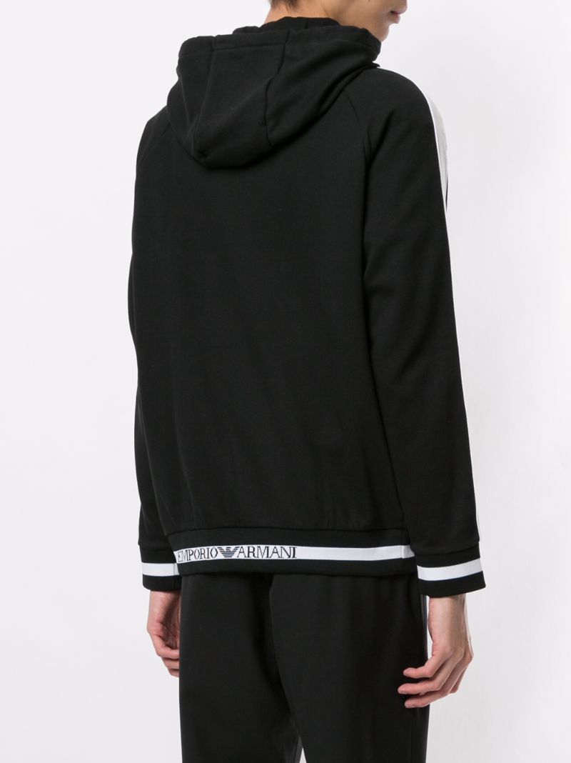 Shop Emporio Armani Contrast Stripe Hoodie In Black