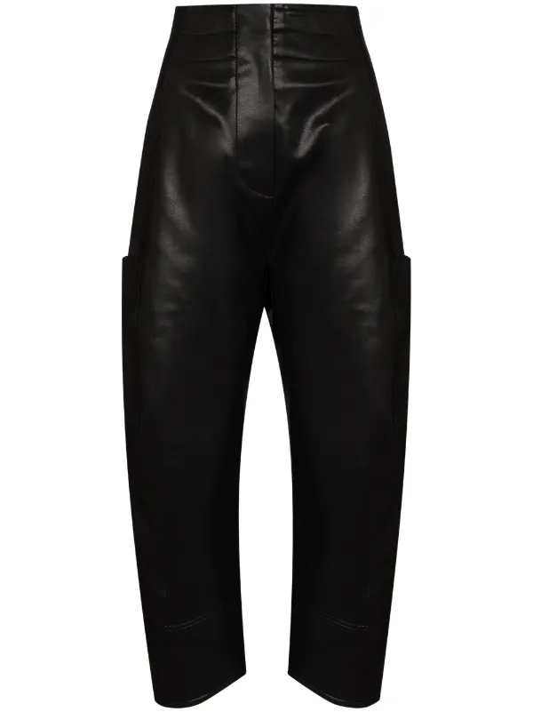 leather tapered trousers