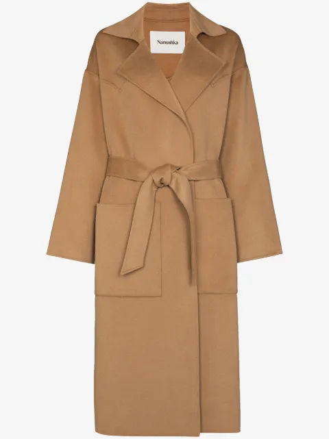 Nanushka manteau Alamo texturé à taille ceinturée