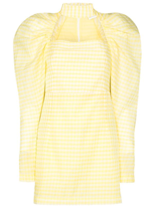 yellow and white gingham dress