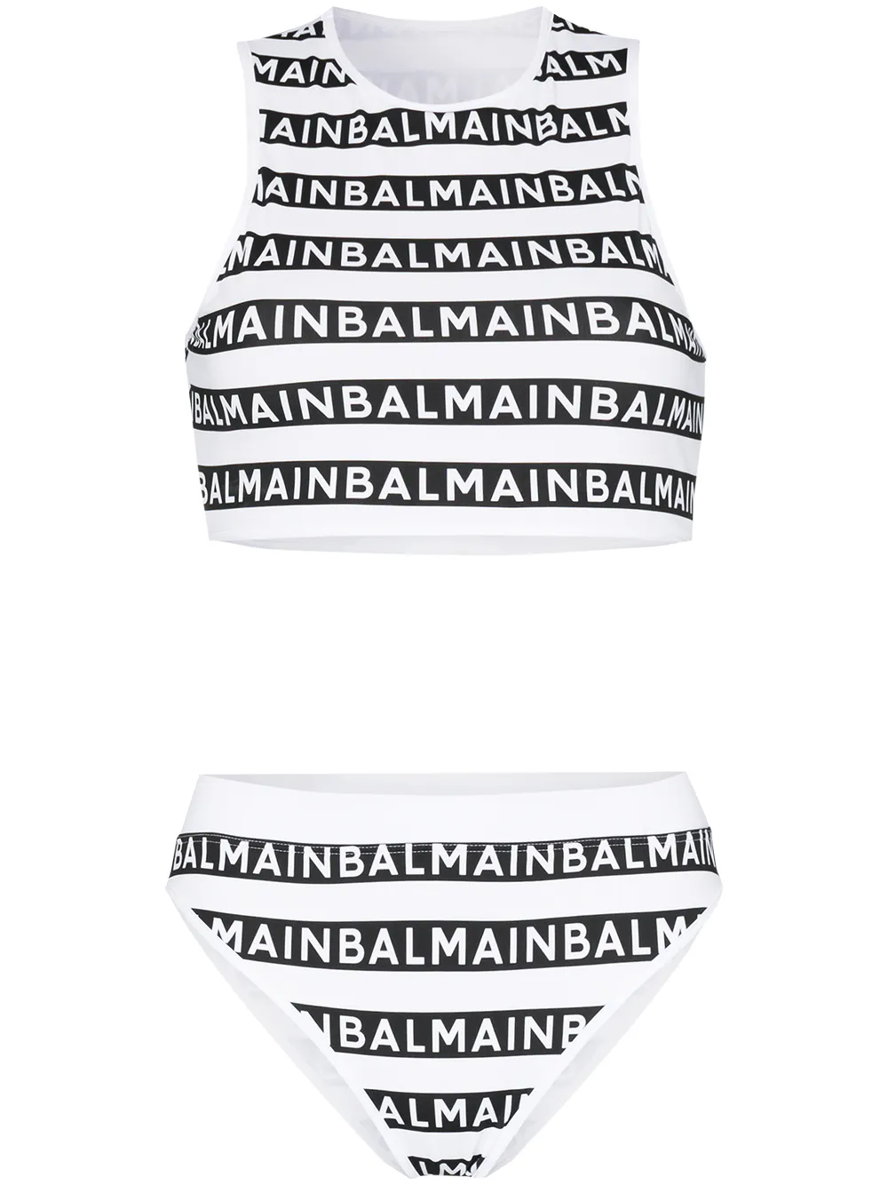 

Balmain bikini con rayas del logo - Negro