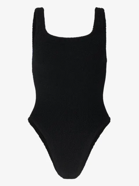 Hunza G crinkle-effect square-neck swimsuit