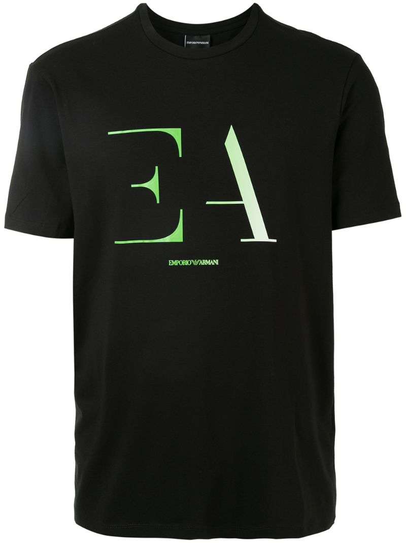 Emporio Armani Logo Print T-shirt In Black