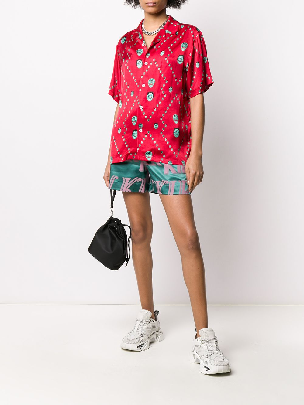 фото Kirin mask print oversized collar shirt