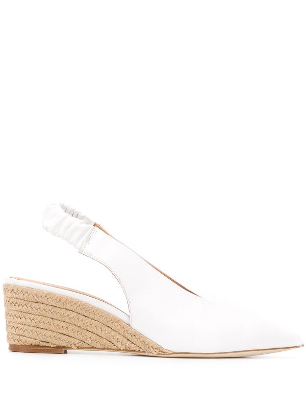 white slingback wedges