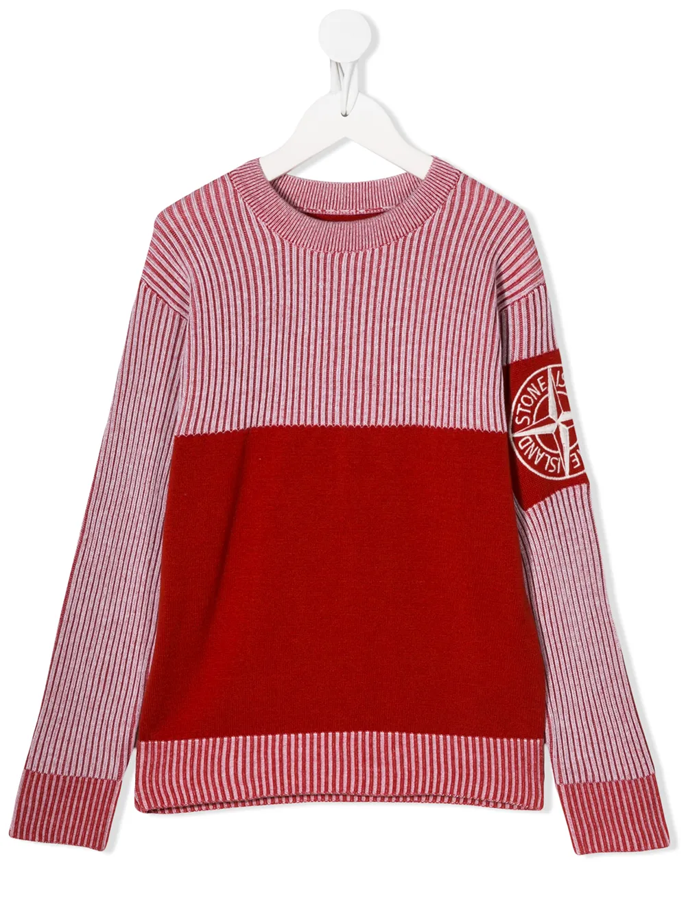 Stone Island Junior Kids' Striped Jumper In Red