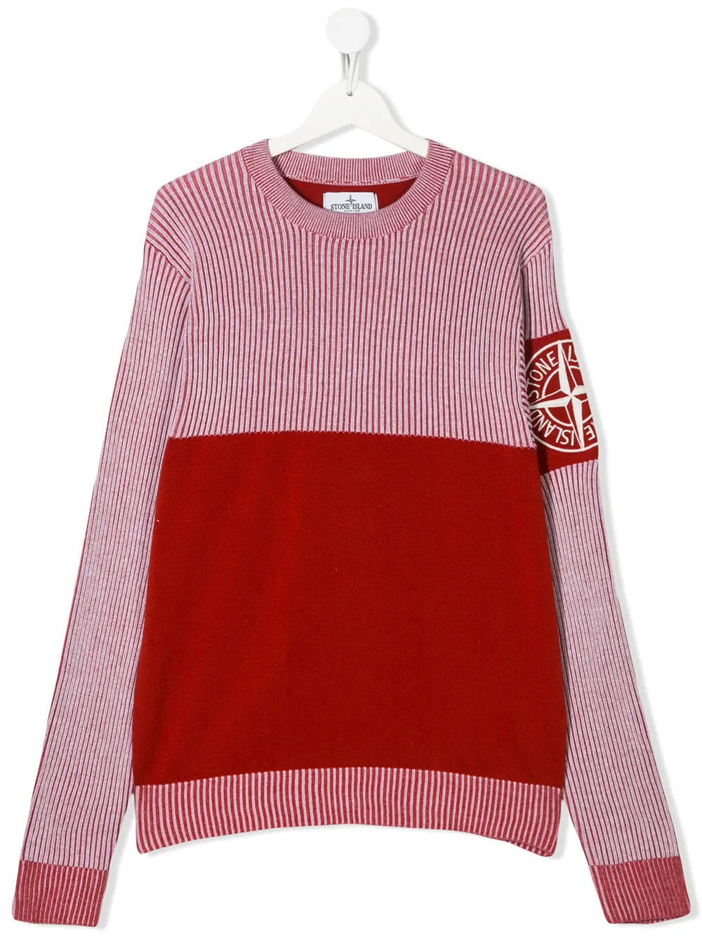 Stone Island Junior Teen Striped Jumper In 红色