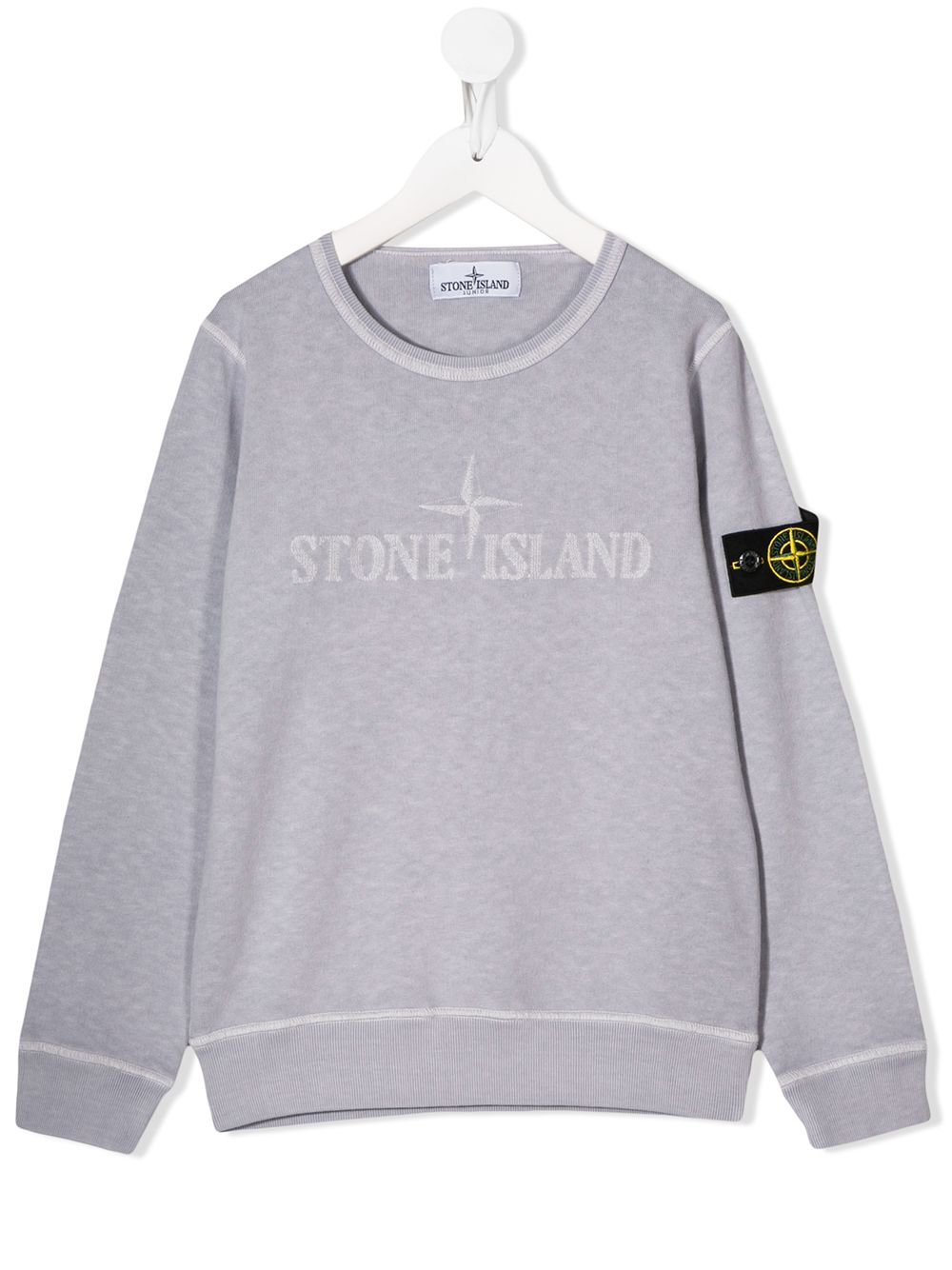 Stone Island Junior Kids' Logo-embroidered Sweatshirt In Purple