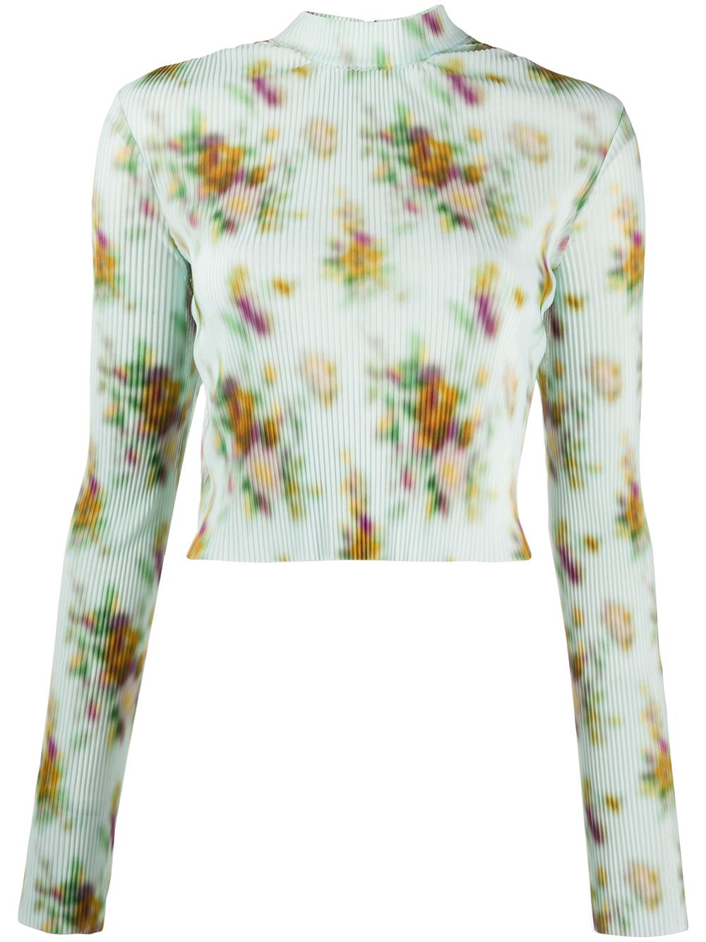 Frankie Morello Floral Printed Ribbed Top In 蓝色