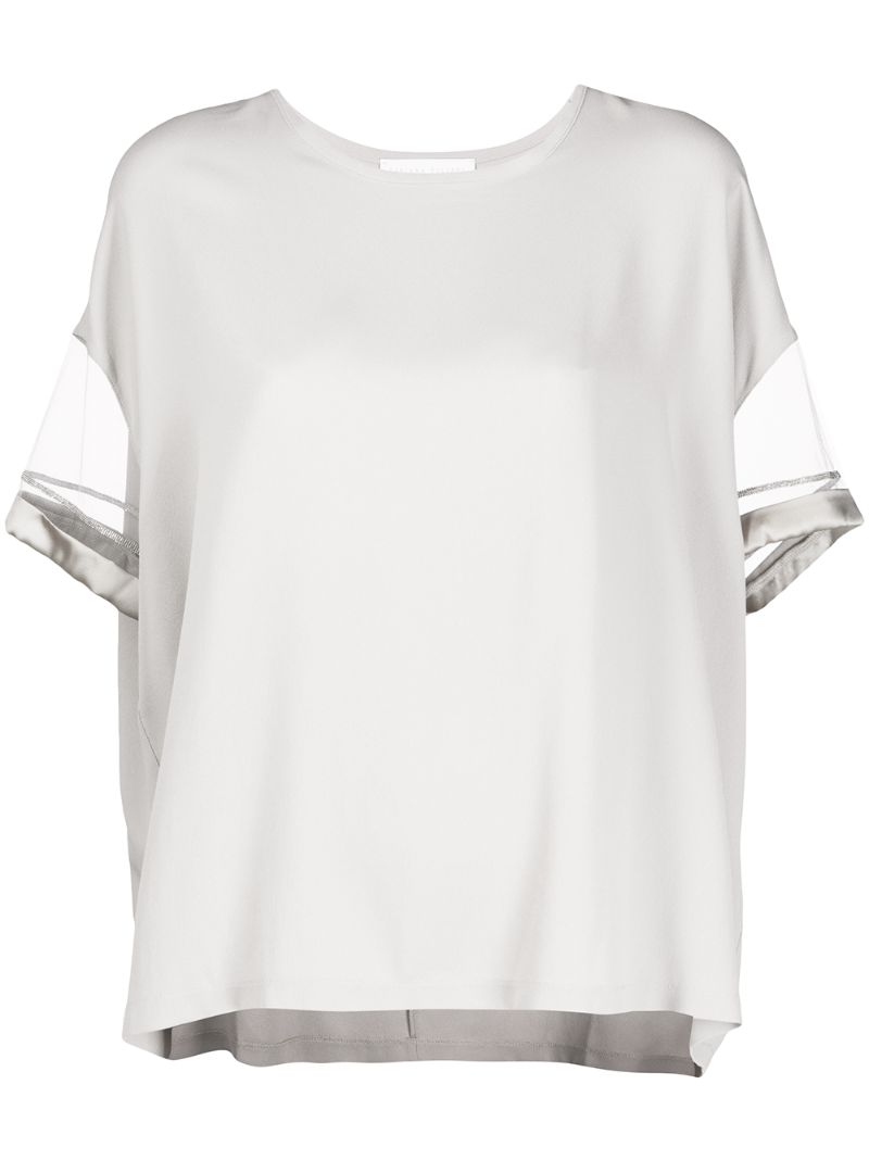 Fabiana Filippi Sheer-panels Round-neck T-shirt In Grey