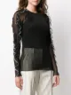 Comme Des Garçons Noir Kei Ninomiya sheer ruffle trim knitted top