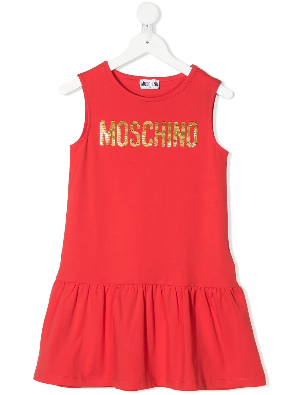 фото Moschino kids платье с логотипом из пайеток