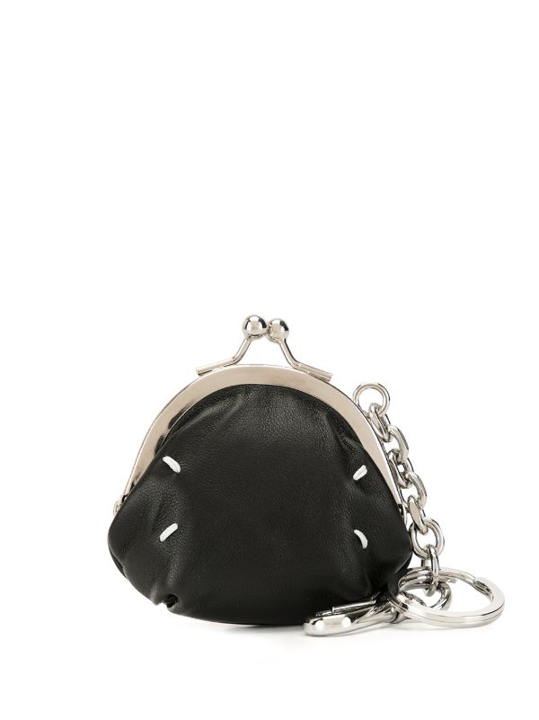 black purse with silver chain strap