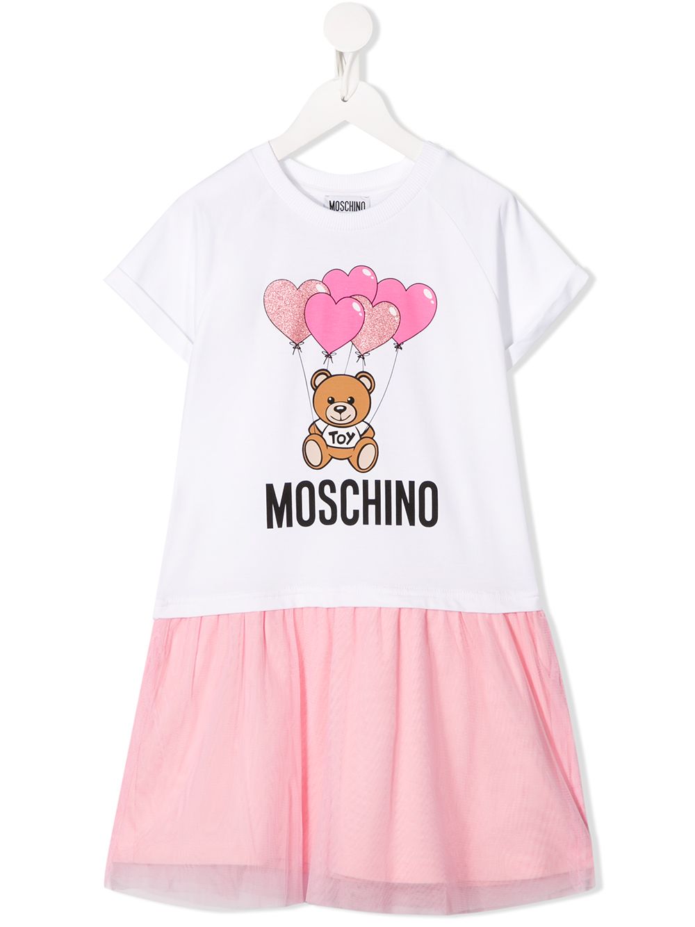 фото Moschino kids платье-футболка с подолом из тюля и принтом toy bear