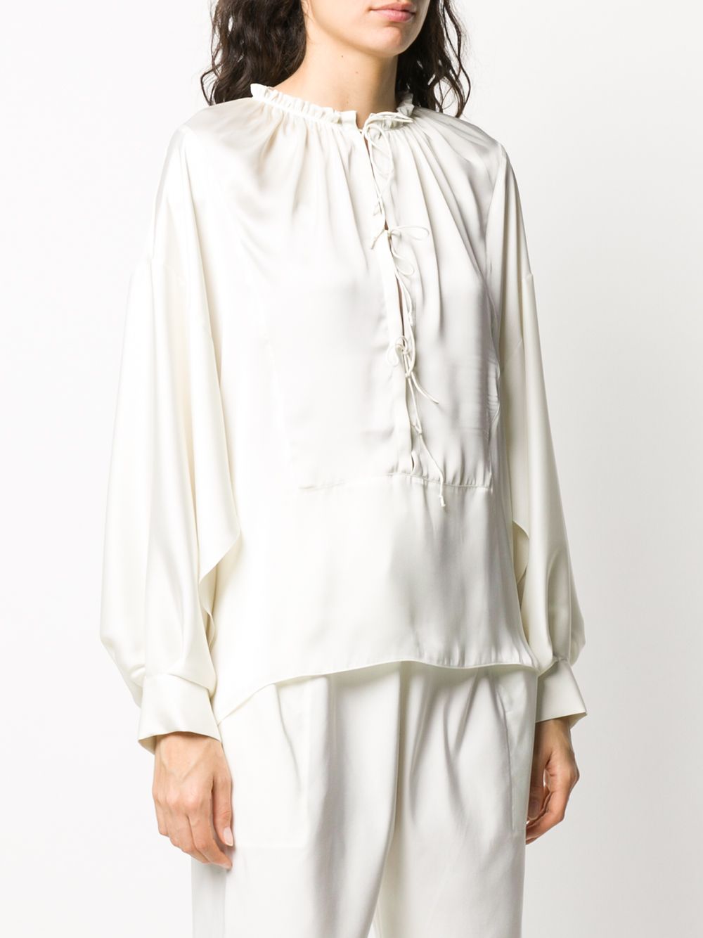 фото Maison rabih kayrouz lace-up long-sleeve blouse