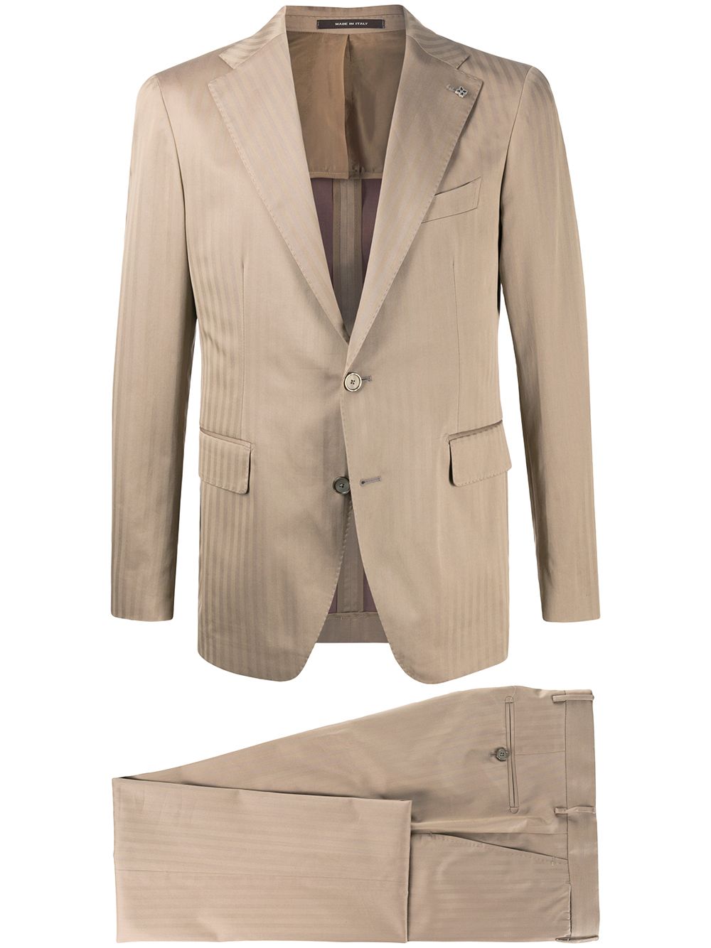 Tagliatore Pleat Detail Striped Suit In Neutrals