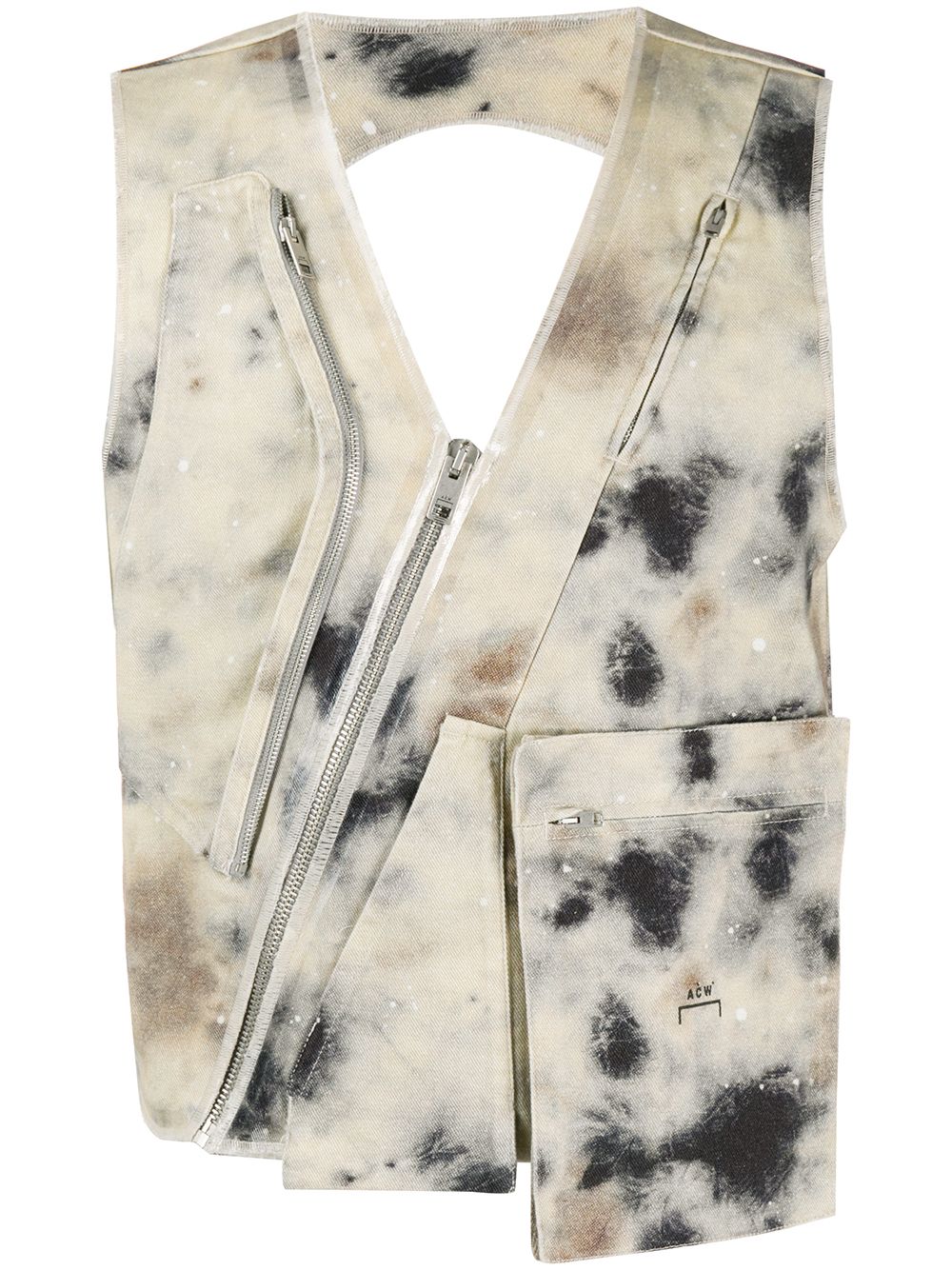 Diesel Tie-dye Denim Gilet In Neutrals