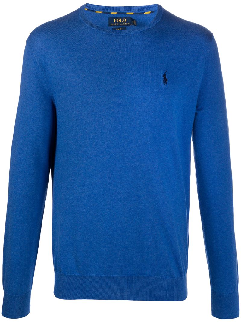 Polo Ralph Lauren Embroidered Logo Crew-neck Jumper In Blue