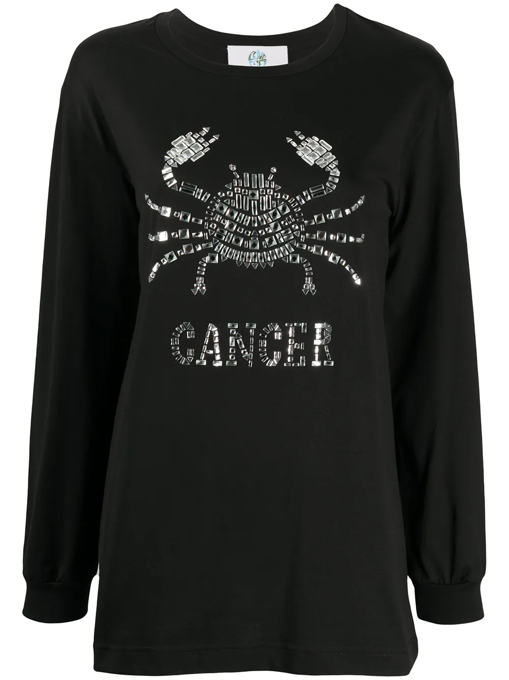 Alberta Ferretti Cancer Embellished Long Sleeve Top In Black