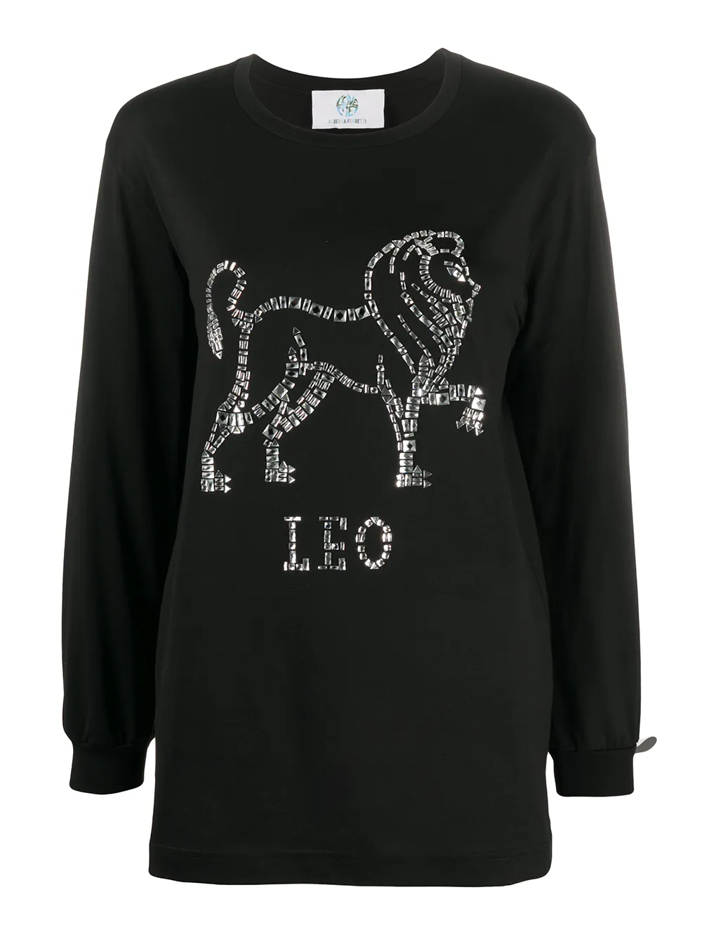 Alberta Ferretti Leo Embellished Long Sleeve Top In Black