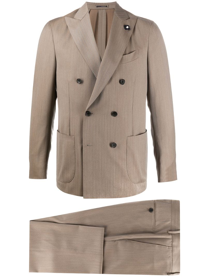 Lardini Pinstriped Two-piece Suit In Neutrals