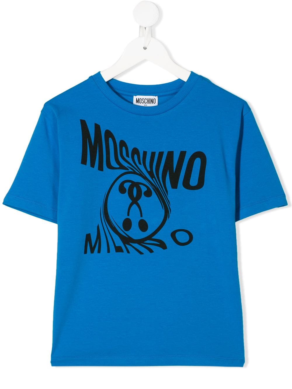 Moschino Kids' Twisted Logo-print T-shirt In Blue