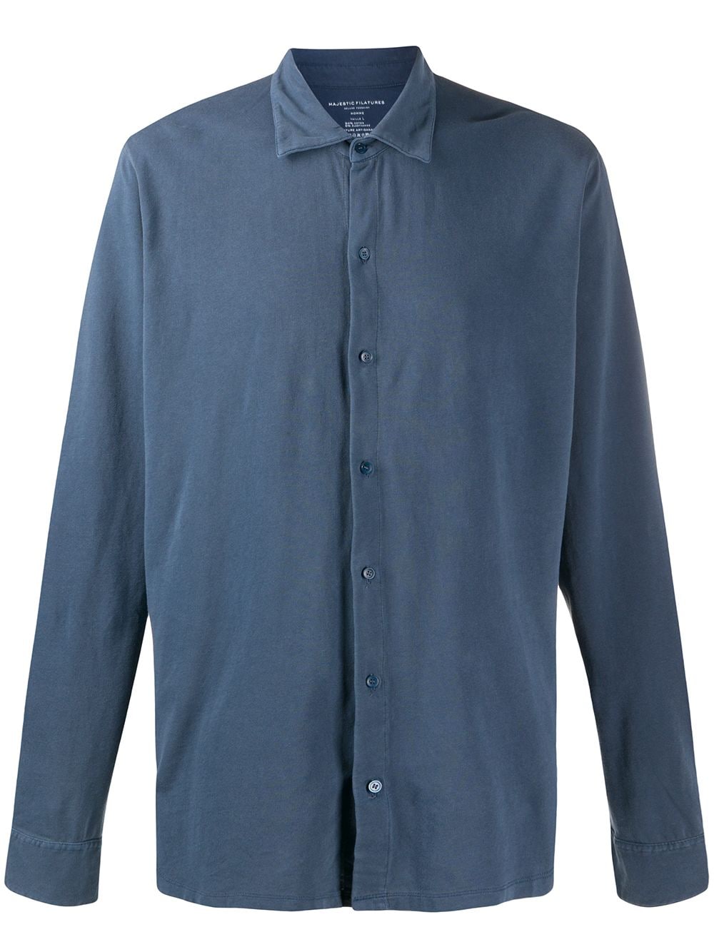 Majestic Curved Hem Longsleeved Shirt In Blue