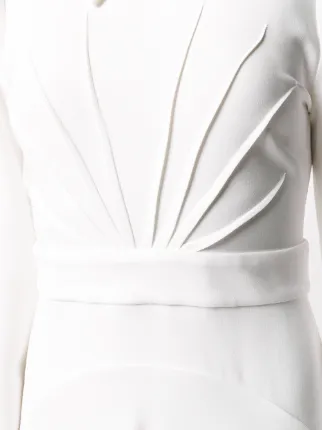 波浪褶中长连衣裙