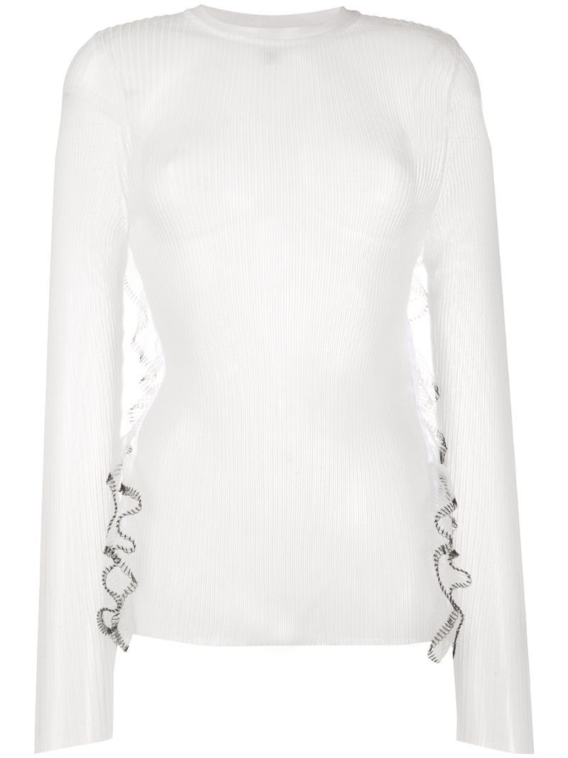 Comme Des Garçons Sheer Layered Sweatshirt In White