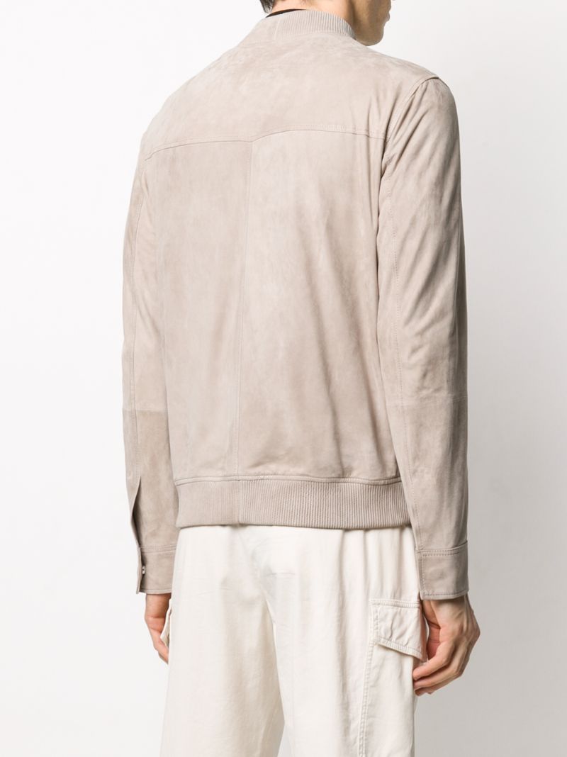 Shop Desa 1972 Suede Bomber Jacket In Neutrals