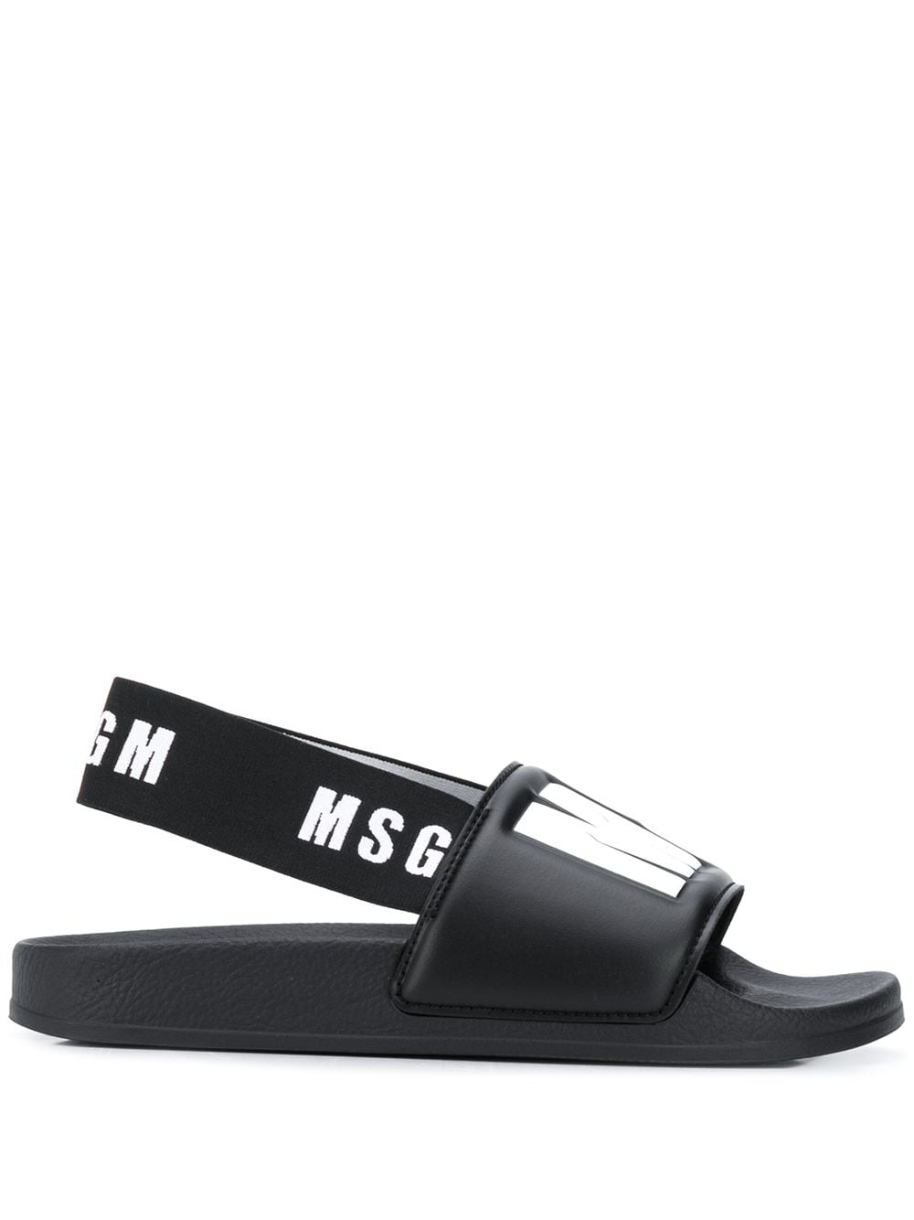 Msgm Logo Printed Slingback Slides In Black