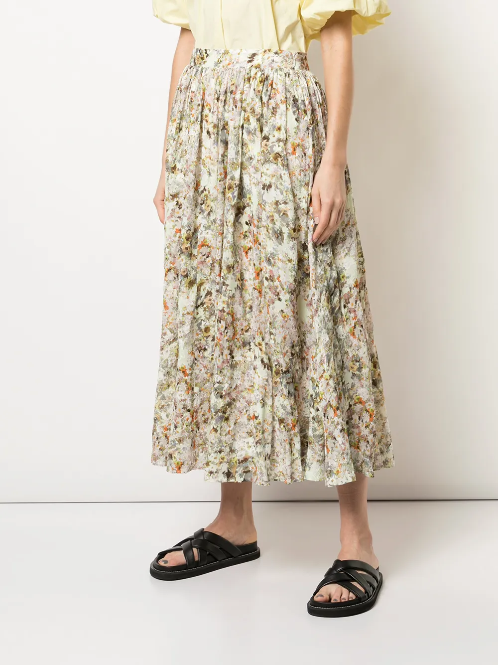 Shop green & neutral Co high-waisted floral skirt with Express Delivery ...