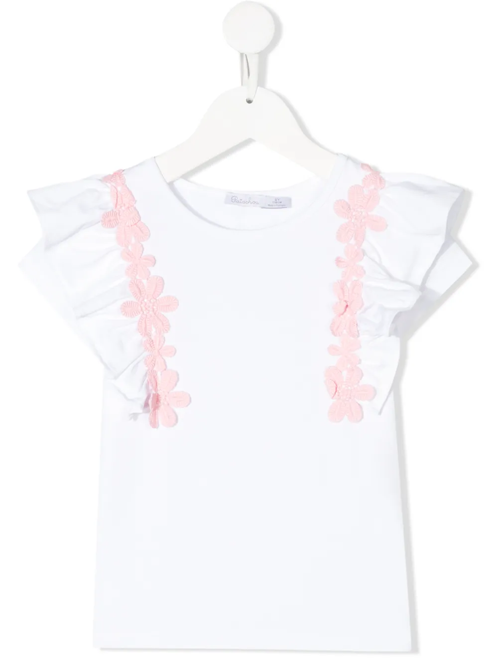 Patachou floral embroidered ruffle sleeve T-shirt Patachou floral embroidered ruffle sleeve T-shirt