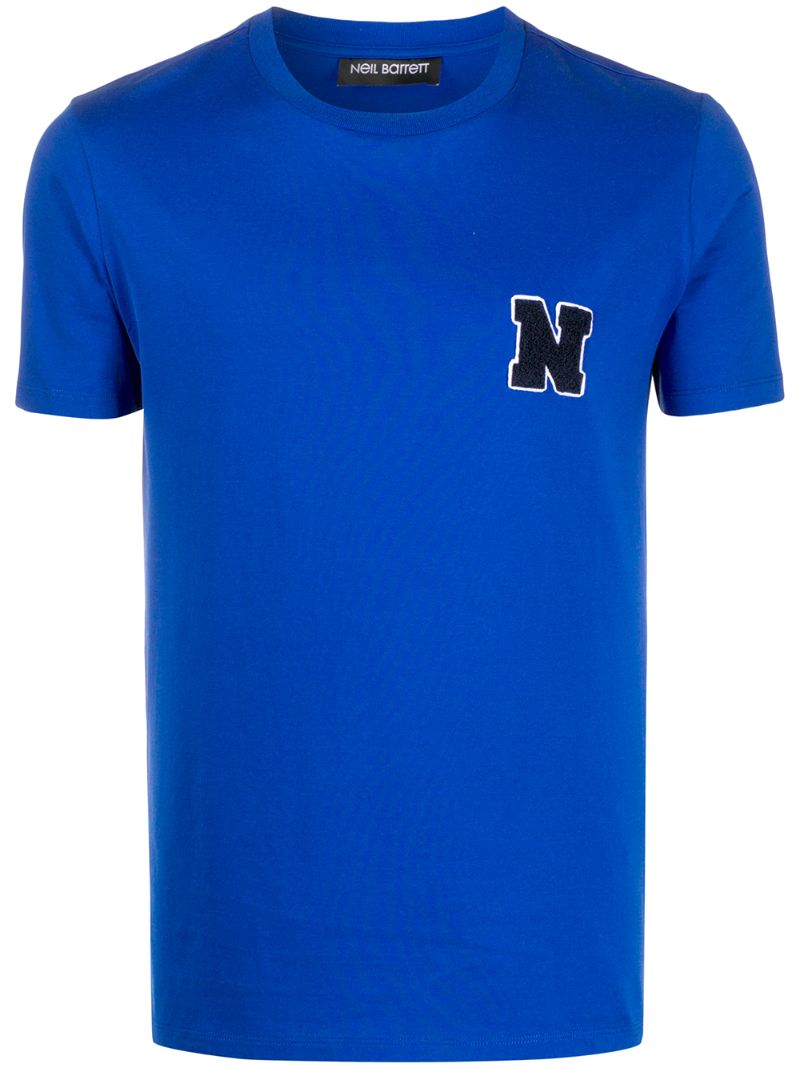 Shop Neil Barrett Logo-patch T-shirt In Blue