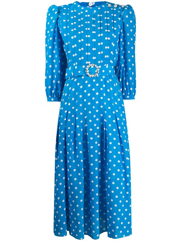 alessandra rich blue polka dot dress