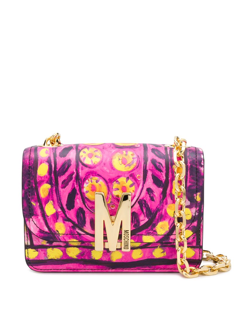 Moschino M Paint-effect Shoulder Bag In Pink