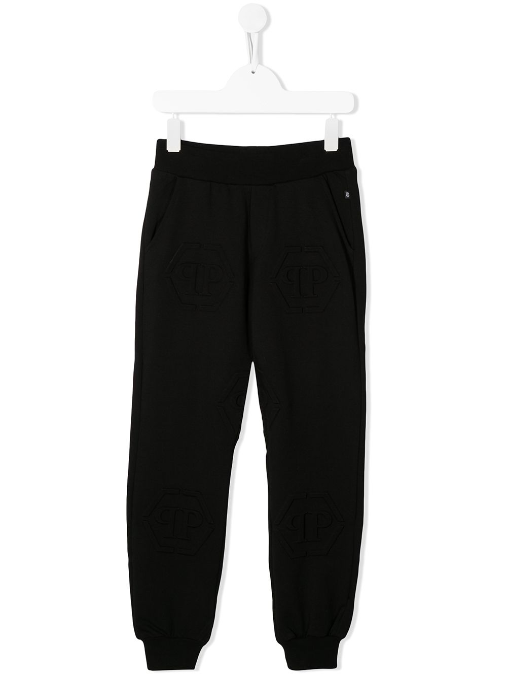 Shop Philipp Plein Embossed Logo Track Pants In Black