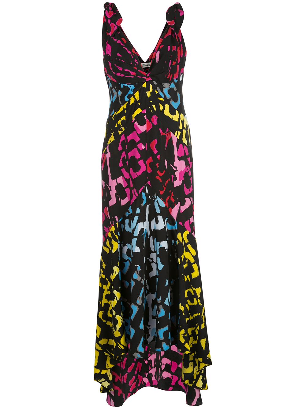 фото Dvf diane von furstenberg v-neck graphic print silk dress