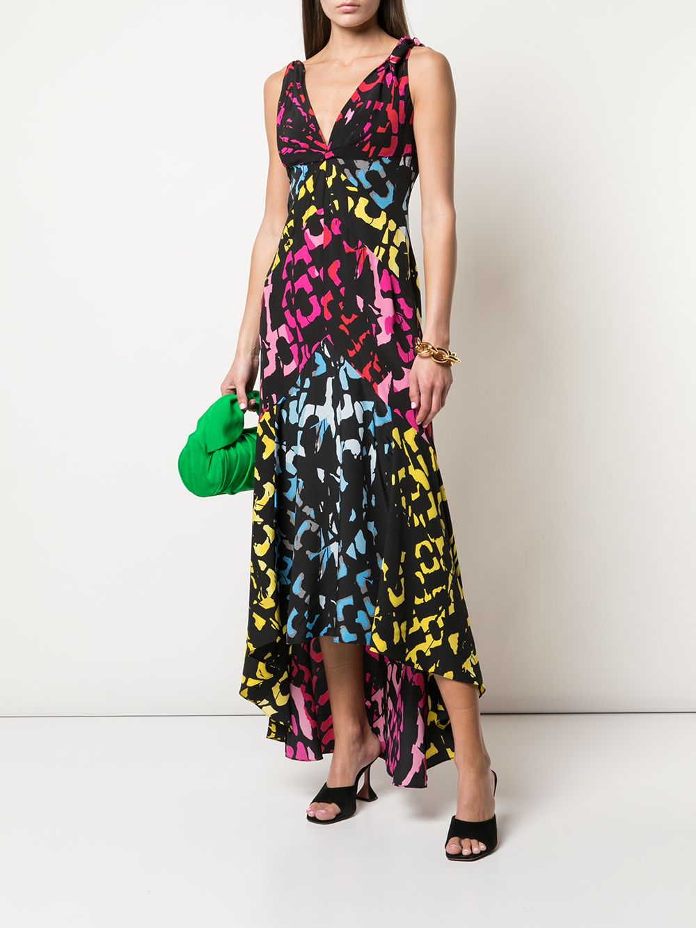 фото Dvf diane von furstenberg v-neck graphic print silk dress