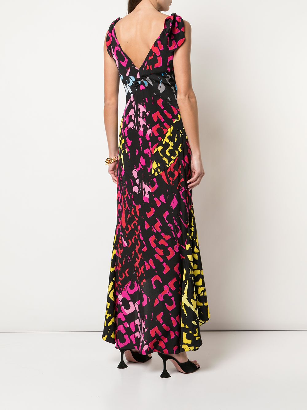 фото Dvf diane von furstenberg v-neck graphic print silk dress