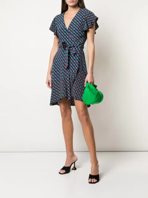 dvf ruffle sleeve wrap dress